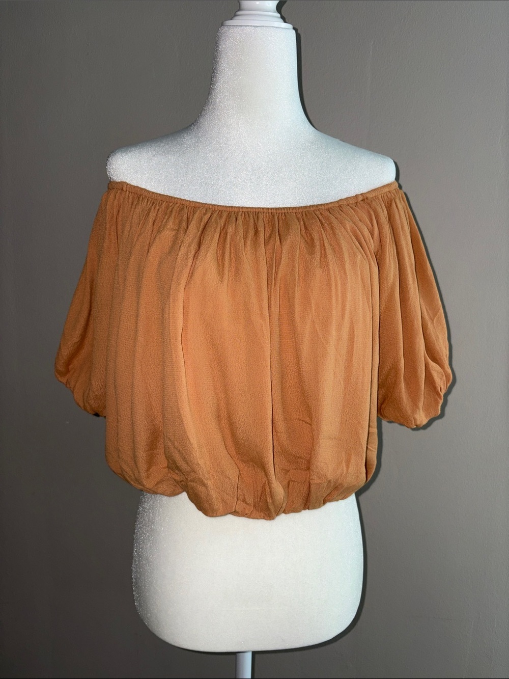 On Twelfth - Boho Puff-Sleeve Top - Orange